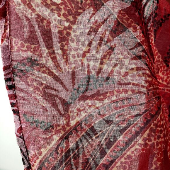 Coldwater Creek Shirt Blouse L Red Sheer Burnout Career Fall Autumn Classic - Picture 6 of 8